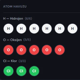 Hidrojen + Oksijen + Klor